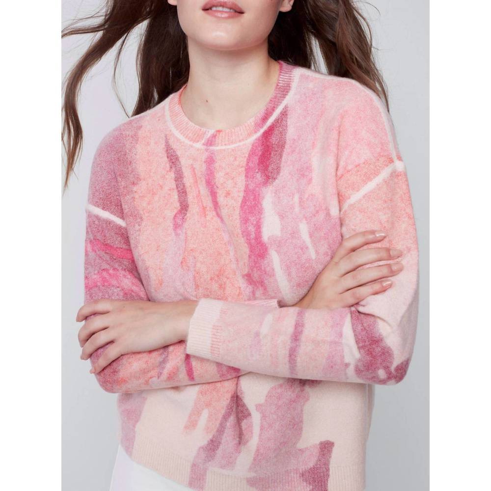 NEW CHARLIE B reversible printed sweater in orchid - Picture 2 of 7